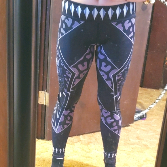 Leggings Black panther/cheeta print and diamonds L - Picture 9 of 11